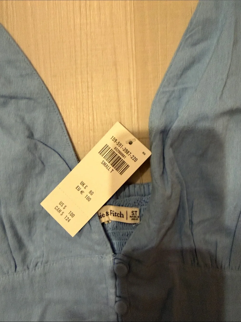 Abercrombie & Fitch Dusty Blue Tiered Button-Front Maxi Dress